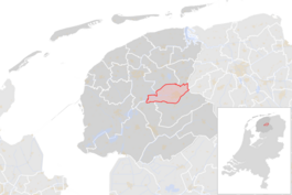 Locatie van de gemeente Smallingerland (gemeentegrenzen CBS 2016)