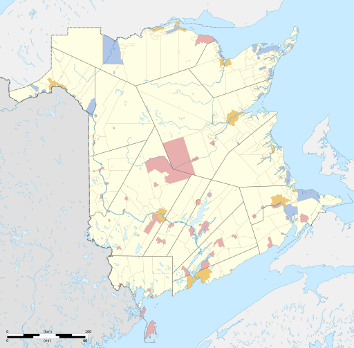 Official languagues of New Brunswick municipalities map-blank