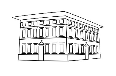 3. A "palazzo" in the Classical style designed as a city building, seen obliquely, strongly affected by perspective: its verticals taper and its horizontals appear curved. The architect counters this by adding an entablature that juts out much further than the basement. The end result is to counteract the apparent inward lean of the sides, caused by the restricted view.