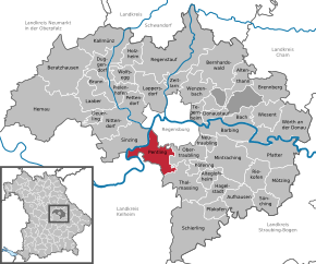 Poziția Pentling pe harta districtului Regensburg