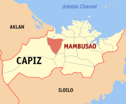 Mapa ng Capiz na nagpapakita sa lokasyon ng Mambusao.