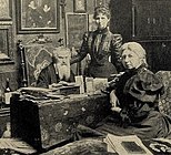 Фридрих Каульбах в старости, у себя в кабинете с дочерью и женой.