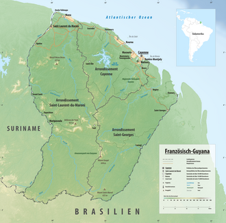 Reliefkarte Französisch-Guayana