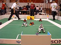 A legged league game from RoboCup 2004 in Lisbon, Portugal Robocup.legged.leauge.2004.nk.jpg