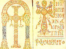 The frontispiece of the Vatican Library's Gelasian Sacramentary manuscript Sacr Gelasianum 131v 132.jpg