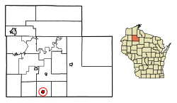 Location of Exeland in Sawyer County, Wisconsin.