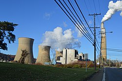 Cooling towers at the Bruce Mansfield Coal Power Station