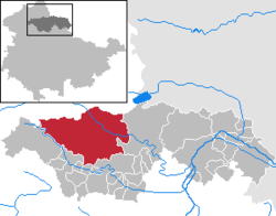 Elhelyezkedése Türingia térképén