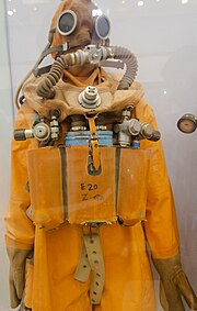 A submarine escape suit with rebreather Submarine Escape Suit (at Visakha Museum).jpg