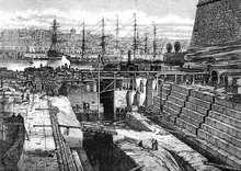 New dock built in 1867 The New Dock at Malta, Illustrated London News, 24 October 1867.png