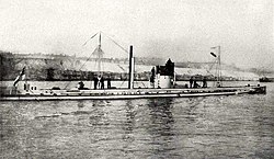 German submarine U9 (1910). She sank three English cruisers in a few minutes in September 1914.