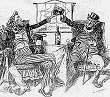 An 1896 cartoon from an American newspaper, following Britain's agreement to go to arbitration. US and UK following Britain's agreement to go to arbitration in 1896.jpg