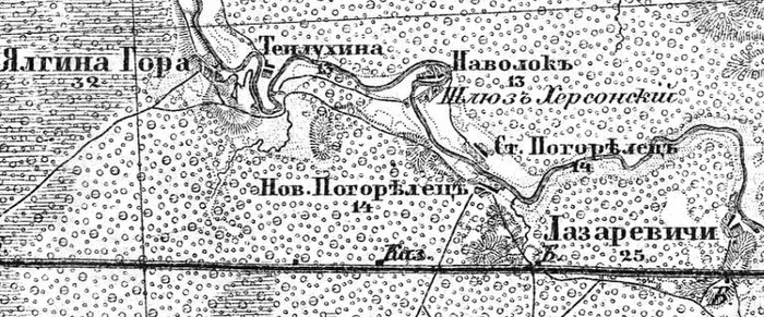 Деревня Новый Погорелец на карте 1913 года