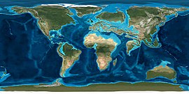 La Terre à l'Yprésien (début de l'Éocène) vers 50 Ma.