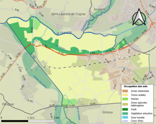 Carte en couleurs présentant l'occupation des sols.