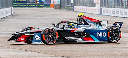 Monopost týmu NIO Formula E na EPrix Berlína 2023 ve Formuli E