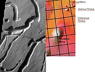 Channels on the northwest side of Ascraeus Mons. Some may be collapsed lava tubes.