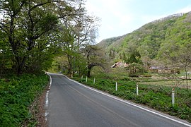 浅布渓谷 国道沿いの入り口 看板が見える