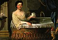 Tomando un baño y chocolate (anónimo francés del siglo XVIII). Museo del Perfume "Fragonard", París.