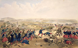 Schlacht an der Tschernaja Gemälde von William Simpson, 1856
