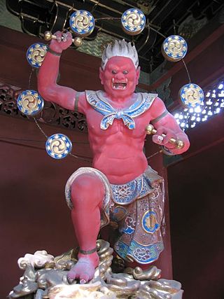The god of thunder, Nitenmon Gate, Taiyuin-byo Shrine, Nikko, Japan