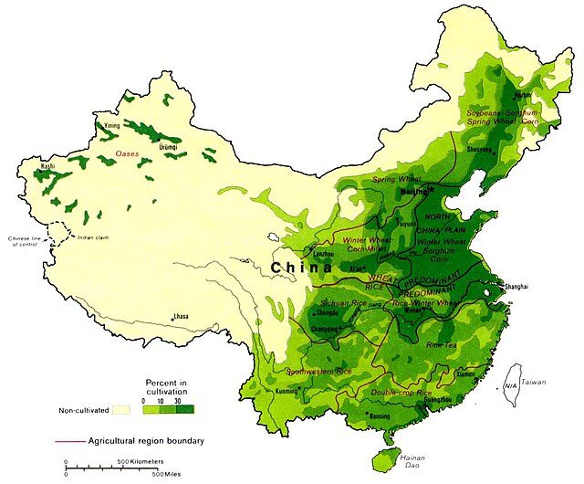 A rough map of agricultural regions in China