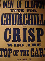 Churchills election poster, Oldham