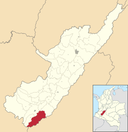 Location of the municipality and town of Acevedo, Huila in the Córdoba Department of Colombia.