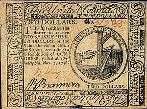 Continental Currency $2 banknote obverse (November 2, 1776).jpg