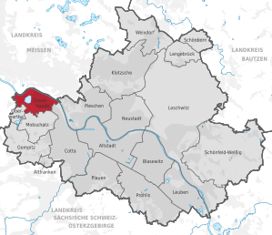 Lage der Ortschaft Cossebaude in Dresden
