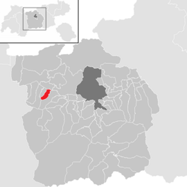 Poloha obce Hatting v okrese Innsbruck-vidiek (klikacia mapa)