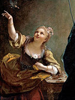 Jeune fille qui fait voler un oiseau (1717)