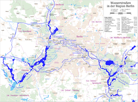 Localisation du canal Teltow au centre de la carte.