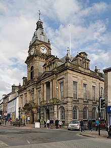 Kendal Town Hall. First stage completed in 1827, clock tower later in the 19th century Kendal Town Hall (2).jpg