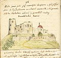 Kunětická hora, kresba z Konopasova rukopisu Cesta do Vídně