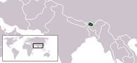 A map showing the location of Bhutan