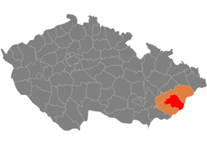 Vị trí huyện Zlín trong vùng Zlín trong Cộng hòa Séc
