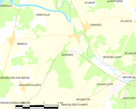 Mapa obce Jessains