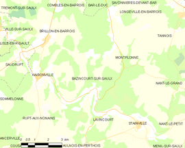 Mapa obce Bazincourt-sur-Saulx