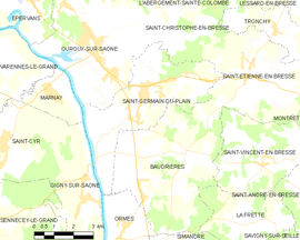 Mapa obce Saint-Germain-du-Plain