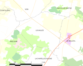 Mapa obce Louailles