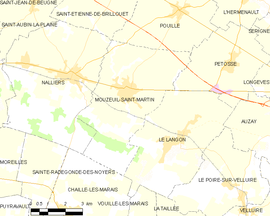 Mapa obce Mouzeuil-Saint-Martin