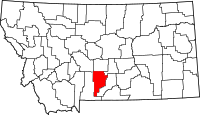 スウィートグラス郡の位置を示したモンタナ州の地図