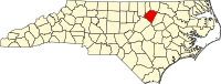 フランクリン郡の位置を示したノースカロライナ州の地図