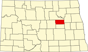 Mapa Severní Dakoty se zvýrazněním Eddy County