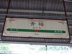 レトロステーションに合わせた独特の装飾が施されている駅名標（2008年4月）