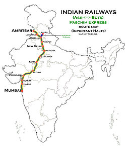 Paschim Express (Amritsar - Mumbai) Route map.jpg