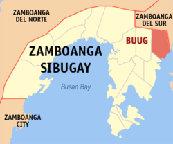 Mapa de Zamboanga Sibugay con Buug resaltado