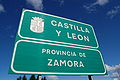 Señal de entrada en la provincia de Zamora en la frontera con Portugal en la ZA-925.
