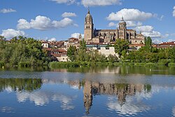 Cattedrale Nuova di Salamanca e il fiume Tormes